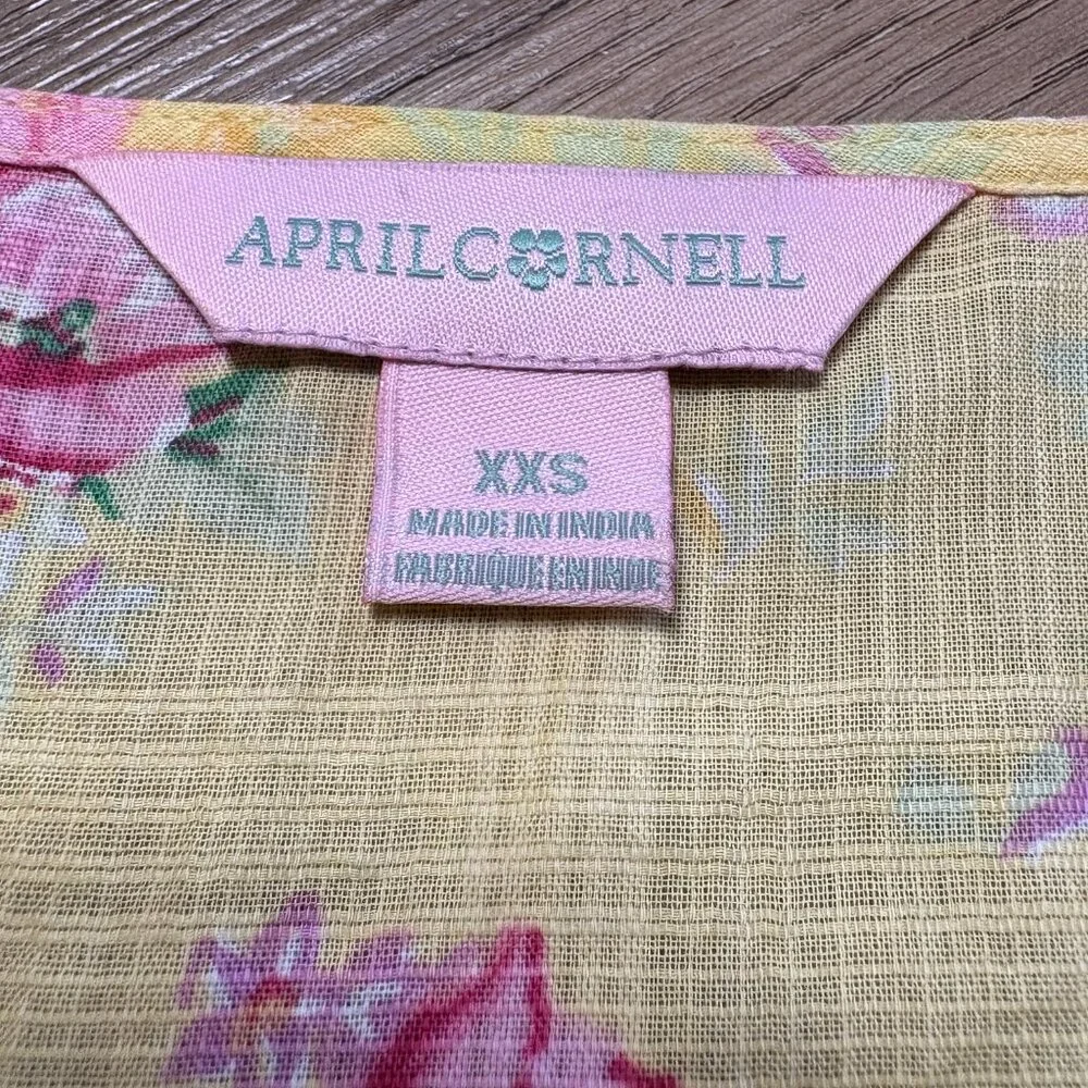 April Cornell Charming Smock Dress blossom yellow floral XXS 4 - 6 XS small - Picture 6 of 12